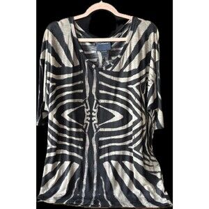 Cavalli Class Zebra Print Y2K Dolman Sleeve Oversized Sweater